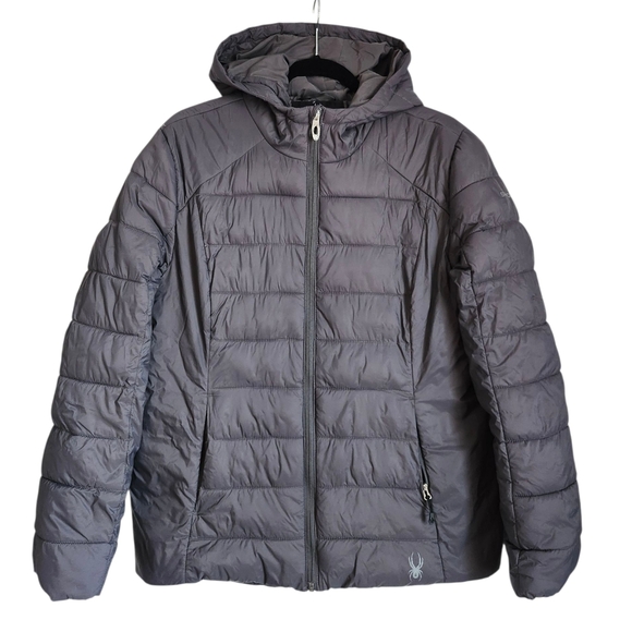 Spyder Dark Gray Puffer Jacket In A Size Large - Picture 1 of 5